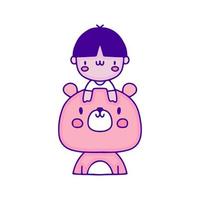 bebê adorável com arte de doodle de urso, ilustração para camiseta, adesivo ou mercadoria de vestuário. com pop moderno e estilo kawaii. vetor