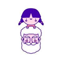 doce menina com arte de doodle de avô, ilustração para camiseta, adesivo ou mercadoria de vestuário. com pop moderno e estilo kawaii. vetor