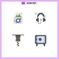 4 pacote de ícones planos de interface de usuário de sinais e símbolos modernos de roupas de aniversário, foto, dinheiro de computador, elementos de design de vetores editáveis