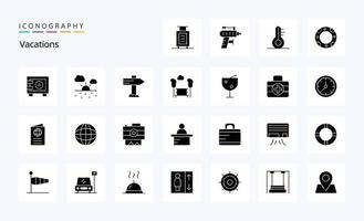 pacote de ícones de glifo sólido de 25 férias vetor