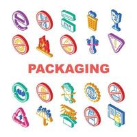 vetor de conjunto de ícones de marcação industrial de embalagem
