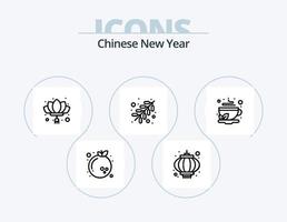 ícone do pacote de 5 ícones da linha do ano novo chinês. ano Novo. novo. ano Novo. chinês. chinês vetor