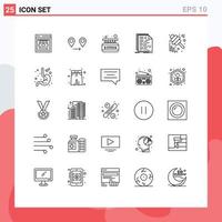 conjunto de pictogramas de 25 linhas simples de script de outono, programação aberta, codificação de elementos de design vetorial editáveis vetor