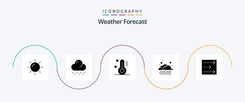 pacote de ícones do glifo meteorológico 5, incluindo . clima. vento. flecha vetor