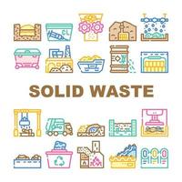 vetor de conjunto de ícones de negócios de gestão de resíduos sólidos