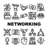 vetor de conjunto de ícones de comunicação global de rede