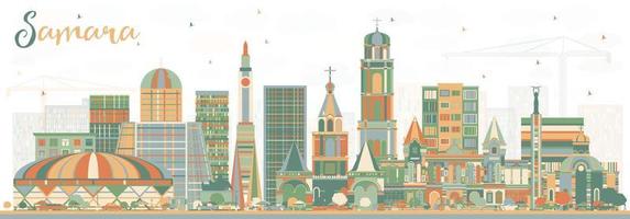 skyline da cidade de samara rússia com edifícios de cor. vetor