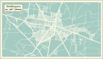 Mapa da cidade de Sheikhupura Paquistão em estilo retrô. mapa de contorno. vetor