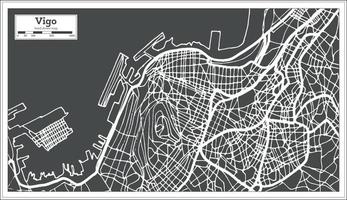 mapa da cidade de vigo espanha em estilo retrô. mapa de contorno. vetor