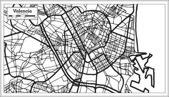 Valência Espanha mapa da cidade em estilo retrô. mapa de contorno. vetor