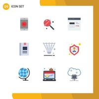 conjunto moderno de 9 cores planas e símbolos, como leitura de código de conhecimento educação html elementos de design de vetores editáveis