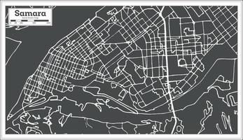 mapa da cidade de samara rússia em estilo retrô. mapa de contorno. vetor