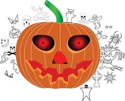 padrão sem emenda de vetor para o halloween. abóboras, morcegos, caveiras e folhas de outono em estilo infantil doodle. padrão de desenho animado brilhante para o halloween