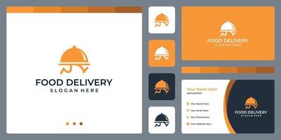 inspiração de design de logotipo de entrega de comida. design de modelo de cartão de visita. vetor