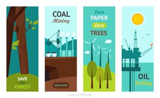 Banners de vetores verticais planos de recursos naturais