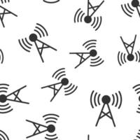 ícone de torre de antena em estilo simples. radiodifusão ilustração vetorial no fundo branco isolado. conceito de negócio padrão sem emenda wi-fi. vetor