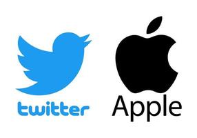 kyiv, ucrânia - 29 de novembro de 2022 apple versus twitter banner com o logotipo de duas empresas. o conceito de confronto entre gigantes dos negócios devido à deterioração das relações - removendo da app store
