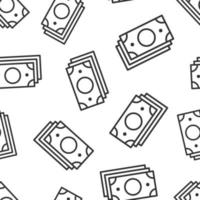 ícone de notas de moeda de dinheiro em estilo simples. ilustração em vetor dinheiro dólar em fundo branco isolado. conceito de negócio de padrão sem emenda de conta de notas.