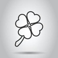 ícone de trevo de quatro folhas em estilo simples. ilustração em vetor dia de são patrício em fundo branco isolado. conceito de negócio de forma de flor.