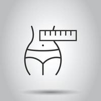 ícone de perda de peso em estilo simples. ilustração em vetor barriga em fundo branco isolado. conceito de negócio de cintura atlética.