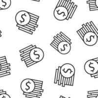 ícone de pilha de moedas em estilo simples. ilustração em vetor moeda dólar em fundo branco isolado. dinheiro empilhado conceito de negócio padrão sem emenda.