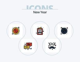 linha de ano novo cheia de ícones do pacote 5 design de ícones. . novo. hora da festa. nó. Festa