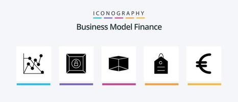 pacote de ícones de glifo 5 financeiro, incluindo . finança. finança. moeda. design de ícones criativos vetor