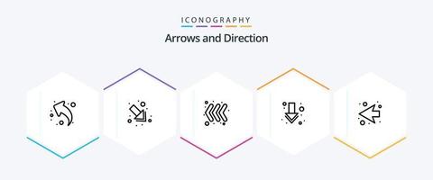 pacote de ícones de 25 linhas de seta, incluindo . deixei. teclado. Next. cheio vetor