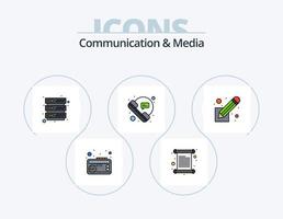 comunicação e linha de mídia cheia de ícones pack 5 design de ícones. Internet. conversação. áudio. comunicações. bolha vetor