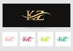 vetor de design de logotipo kz. design do logotipo da letra swoosh kz. modelo de vetor de logotipo vinculado à letra kz inicial