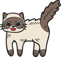 ilustração de gato bravo desenhada de mão no estilo doodle vetor