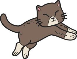 ilustração de gato saltitante desenhada à mão em estilo doodle vetor