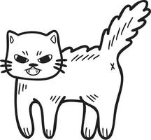 ilustração de gato bravo desenhada de mão no estilo doodle vetor