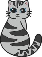 ilustração de sorriso de gato listrado bonito desenhado à mão em estilo doodle vetor
