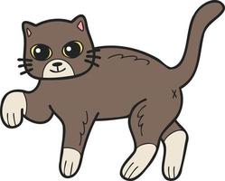 ilustração de gato ambulante desenhada à mão em estilo doodle vetor