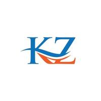 vetor de design de logotipo kz. design de logotipo de letra swoosh kz