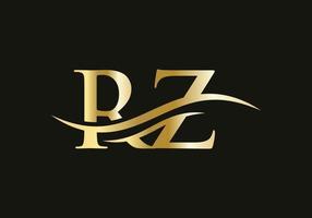 vetor de design de logotipo rz. design de logotipo rz da letra swoosh. modelo de vetor de logotipo vinculado à letra inicial rz