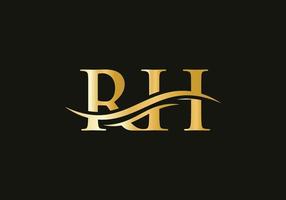 carta rh criativa com conceito de luxo. design moderno de logotipo rh para negócios e identidade da empresa vetor