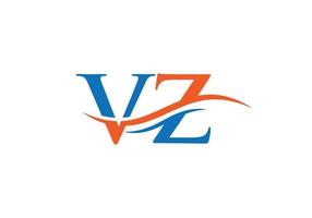 vetor de design de logotipo vz. design de logotipo de letra swoosh vz. modelo de vetor de logotipo vinculado à letra vz inicial