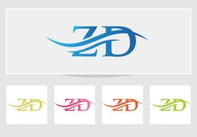 design de logotipo swoosh letter zd para negócios e identidade da empresa. logotipo zd de onda de água com moda moderna vetor