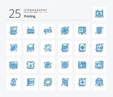 impressão do pacote de ícones de 25 cores azuis, incluindo publicidade. amostra. cor. roda de cores. catálogo de cores vetor