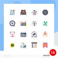 pacote de interface do usuário de 16 cores planas básicas de seta para a esquerda, meta de alvo, pacote editável de elementos de design de vetores criativos