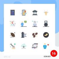 conjunto de 16 sinais de símbolos de ícones de interface do usuário modernos para animais de compras de touro de caveira pacote editável de elementos de design de vetores criativos na Irlanda