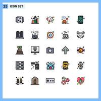 25 interface de usuário linha cheia pacote de cores planas de sinais e símbolos modernos de armazenamento de unidade de flores app sofá elementos de design de vetores editáveis