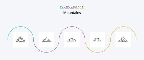 pacote de ícones da linha 5 das montanhas, incluindo . montanha. Sol. colina vetor