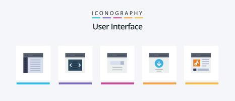 interface do usuário flat 5 icon pack incluindo interface. comunicação. do utilizador. do utilizador. interface. design de ícones criativos vetor