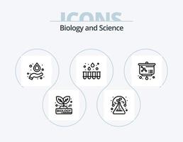 design de ícones do pacote de 5 ícones de linha de biologia. leucemia. Câncer. molécula. sangue. plantar vetor