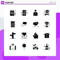 16 ícones criativos, sinais e símbolos modernos de avatar de venda móvel oferecem elementos de design vetorial editáveis ao usuário vetor