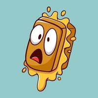 personagem de desenho animado de sanduíche de queijo grelhado, mascote de queijo grelhado vetor