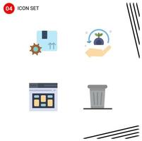4 ícones criativos, sinais e símbolos modernos de elementos de design de vetores editáveis de página de equipamento de banco de dados de marca